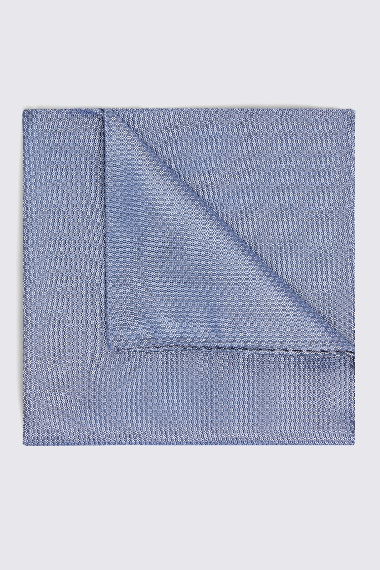 Airforce Blue Silk Semi-Plain Pocket Square Buy Online at Moss