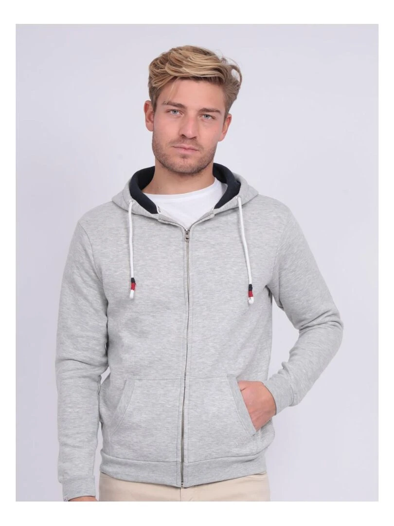 Sweat zippé capuche WAMS Gris clair