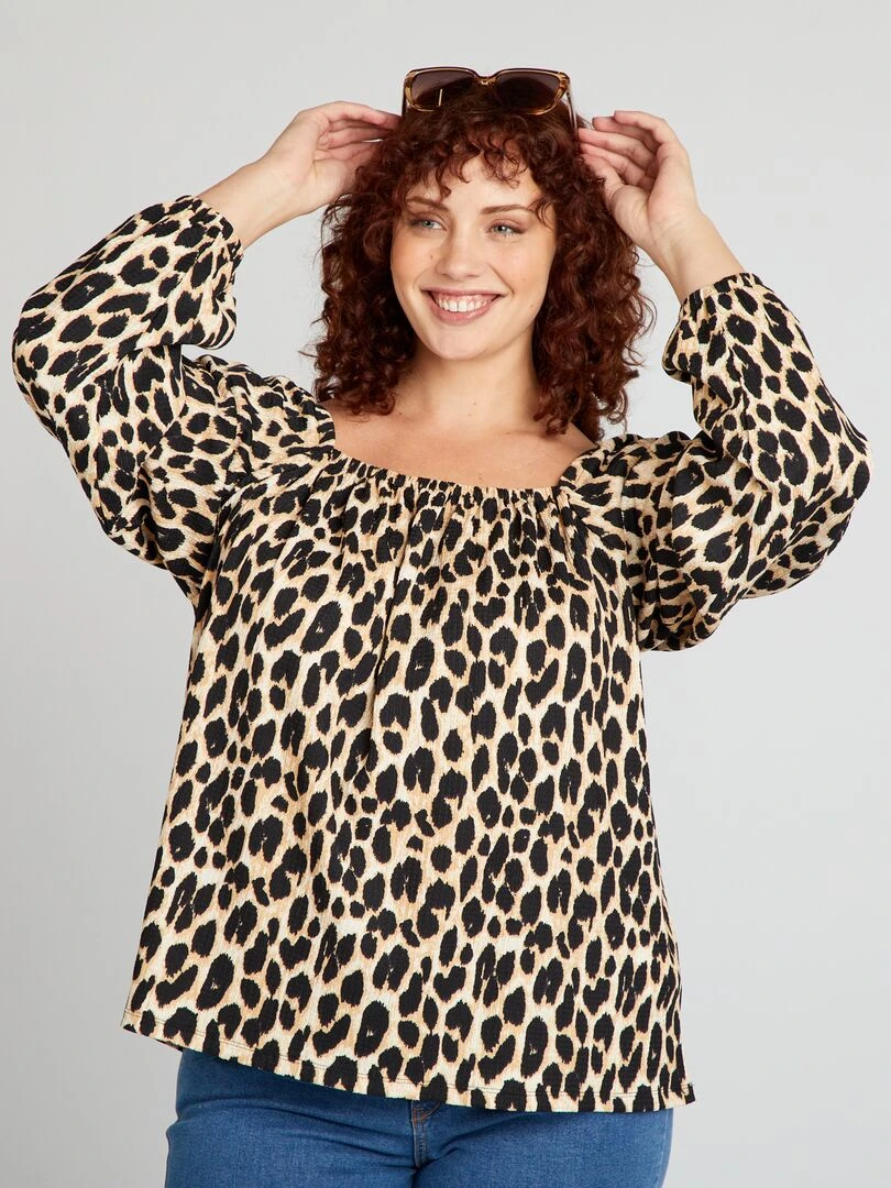 Blouse en maille crêpe Léopard