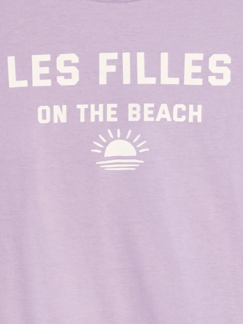 Lot de 2 tee shirts à message Violet/blanc