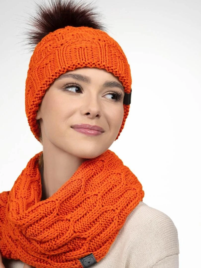 Ensemble Snood Bonnet Maribel Made in UE Orange