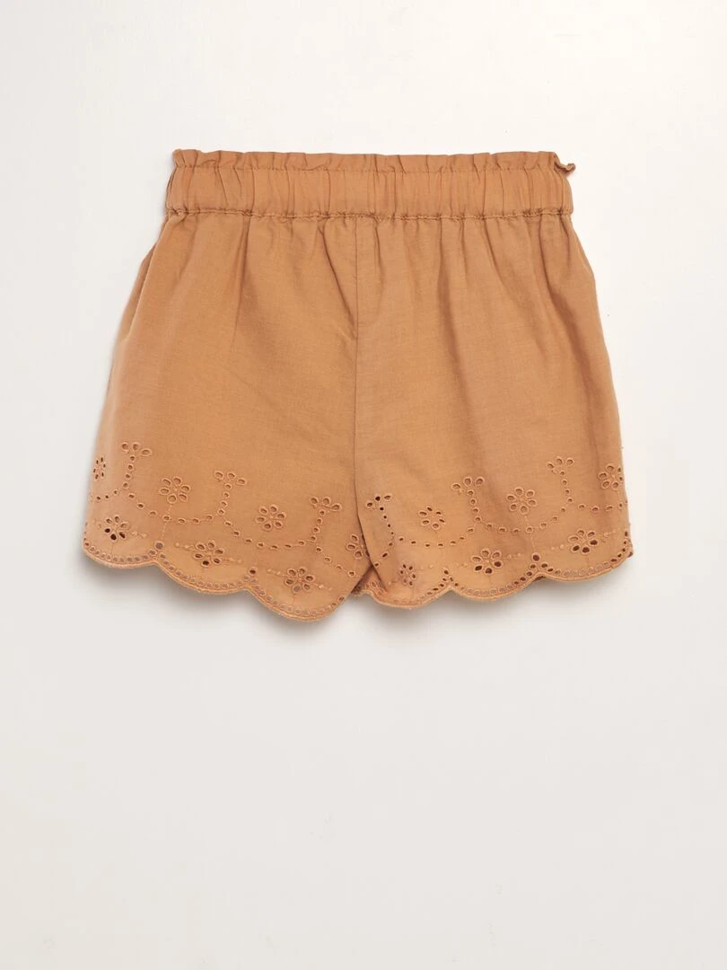 Short en voile coton Marron