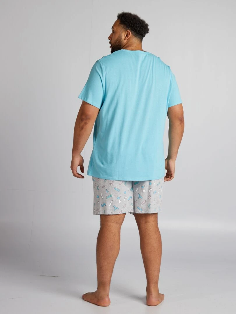 Pyjama court short + t shirt   2 pièces   Gris