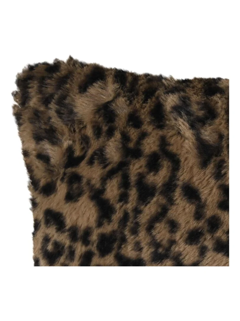 Coussin déhoussable imitation fourrure de panthère Marron foncé