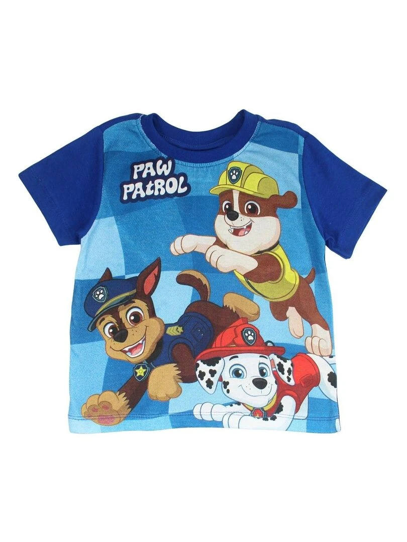 Paw Patrol Ensemble T shirt short garçon Imprimé La Pat' Patrouille Bleu