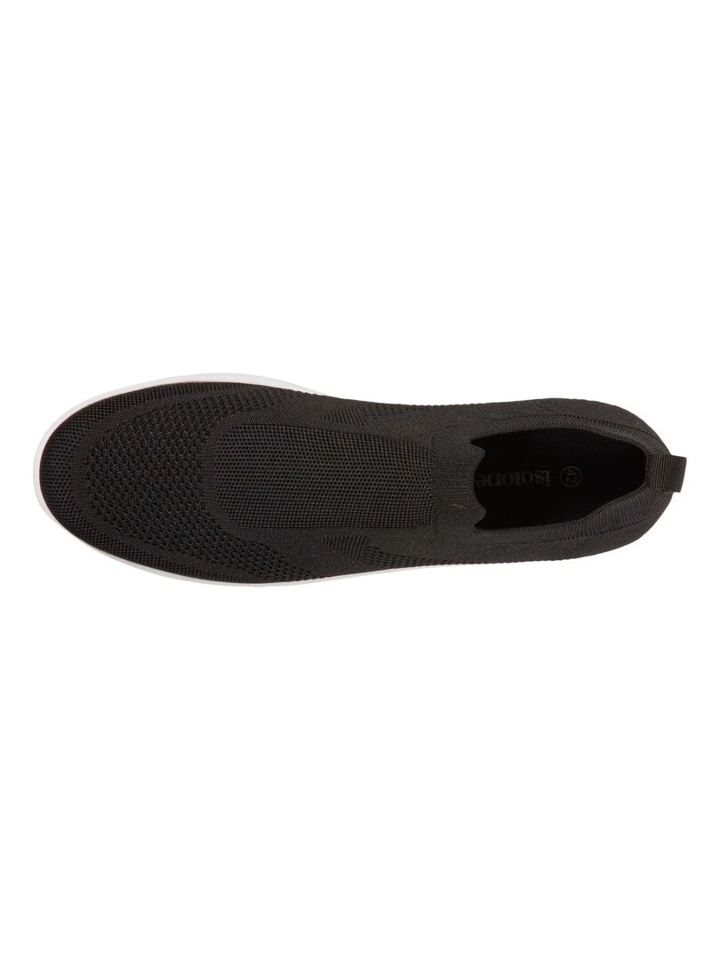 Baskets Confort Femme Slip on à bandes Noir Noir