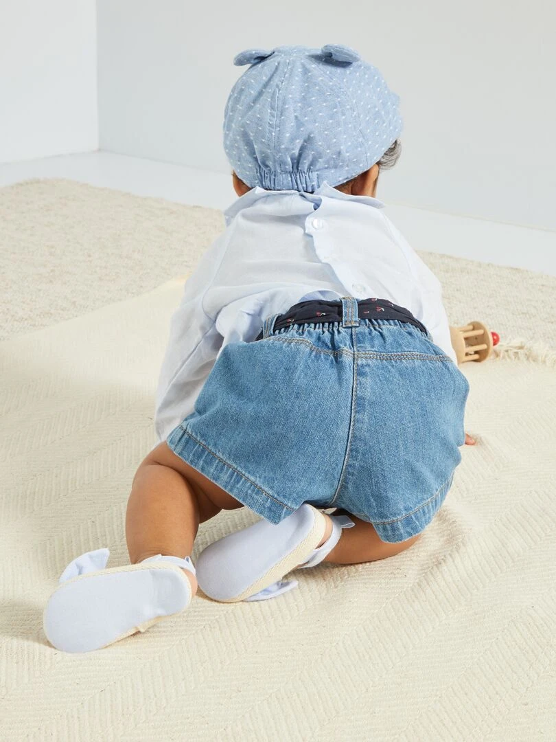 Short paper bag + ceinture   Bleu