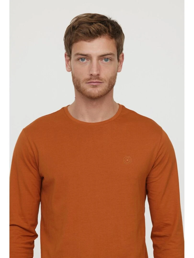 Lee Cooper   T Shirt manches longues coton regular AREO   Marron