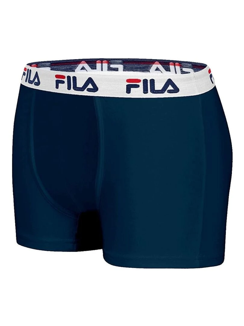 Lot de 4 Boxers coton homme FU5016 Uni Fila   Bleu Noir Gris