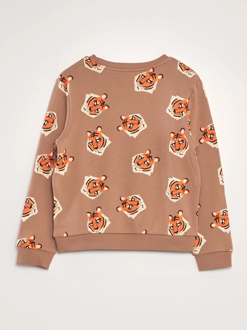 Sweat imprimé en french terry Marron
