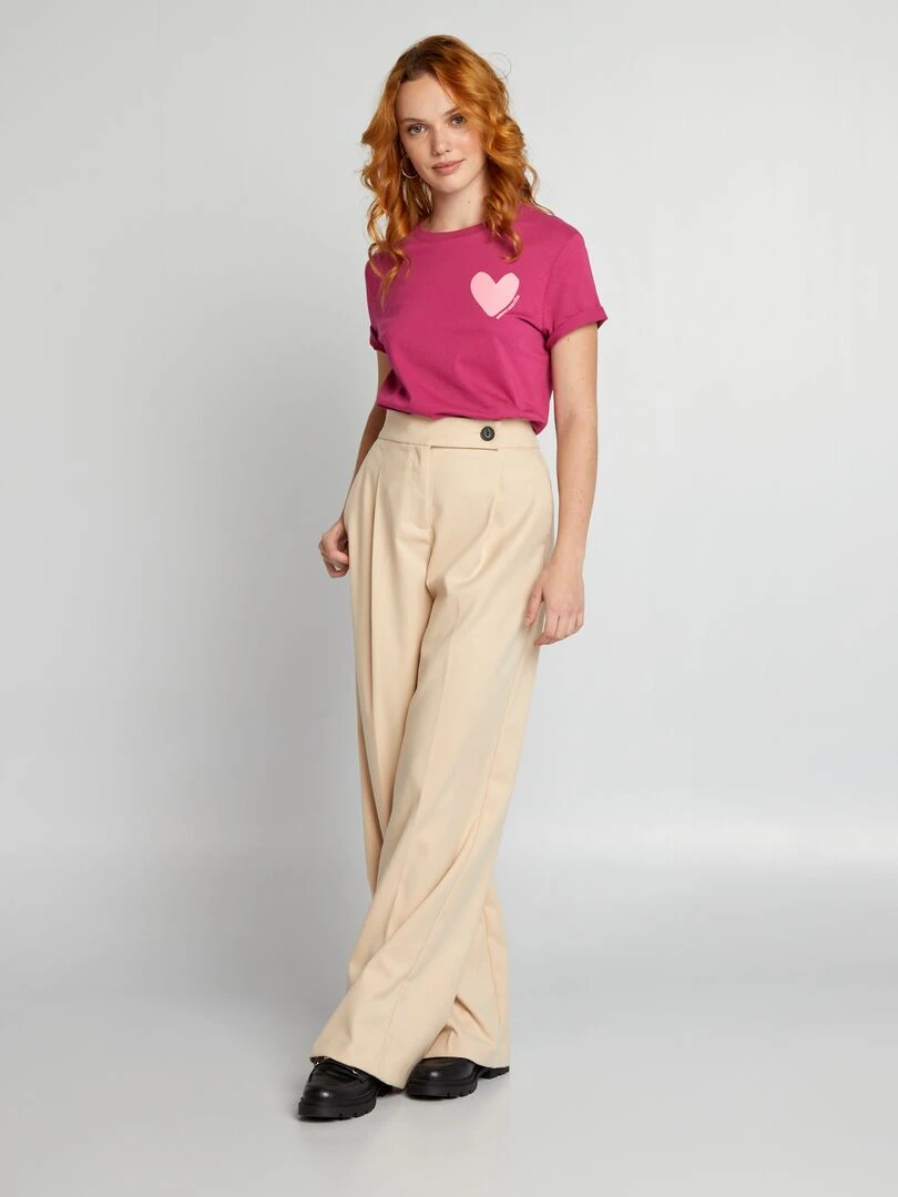 T shirt en jersey imprimé Rose