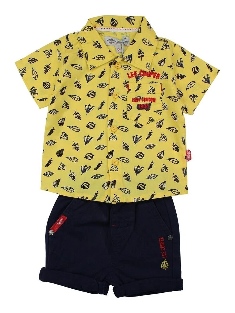 Lee Cooper Ensemble Chemise short bébé garçon Imprimé Logo Jaune