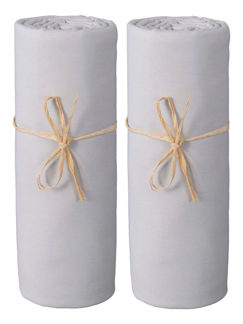 Lot x2 Draps housse bébé 100% jersey Bio peigné 'P'tit Basile' Gris perle