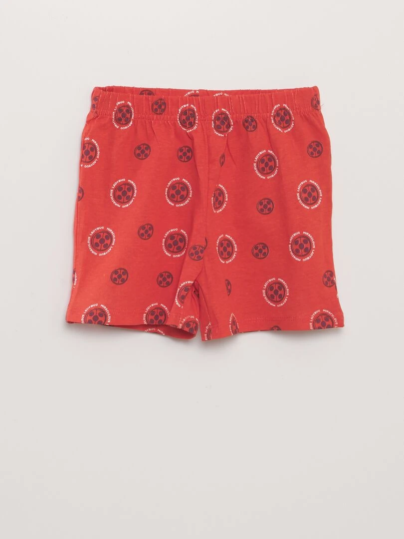 Pyjama court   'Imprimé Miraculous'   2 pièces   gris/rouge