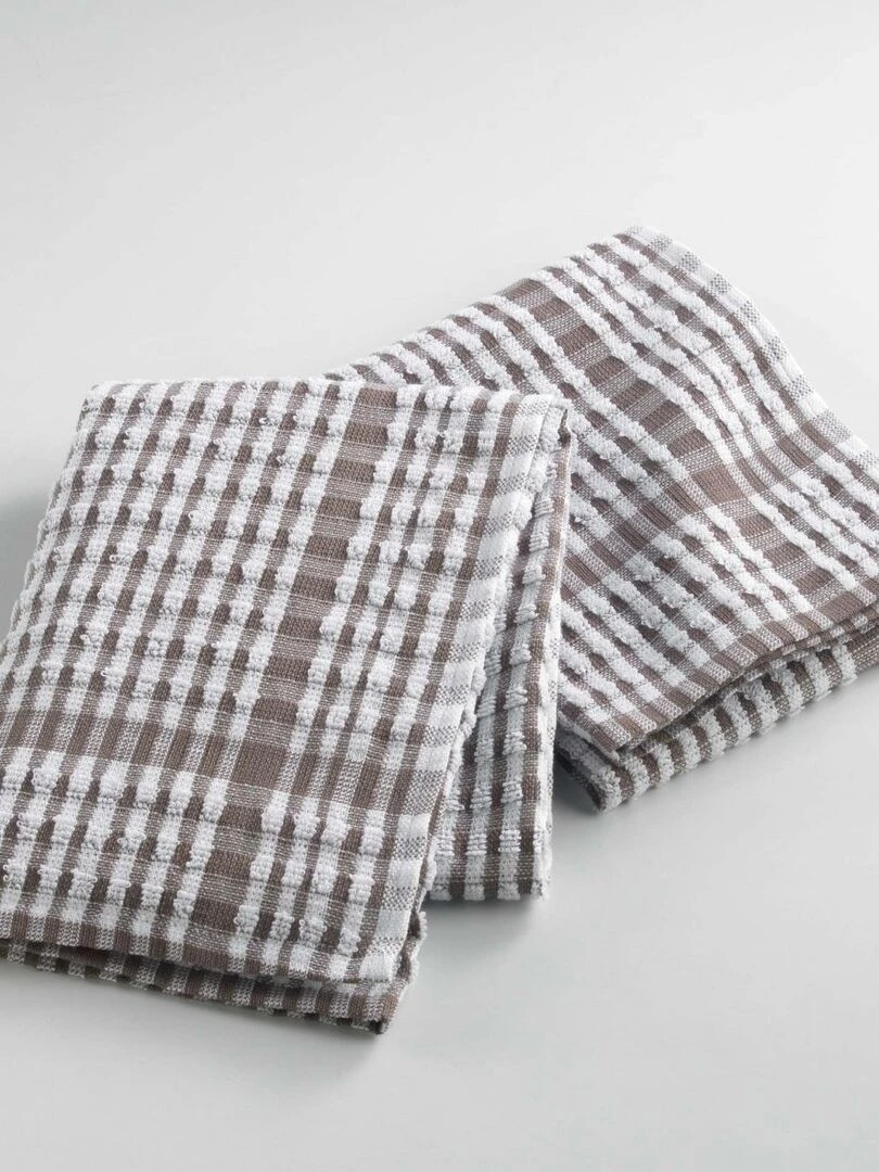 2 Serviettes torchons mineo carreau gris anthracite