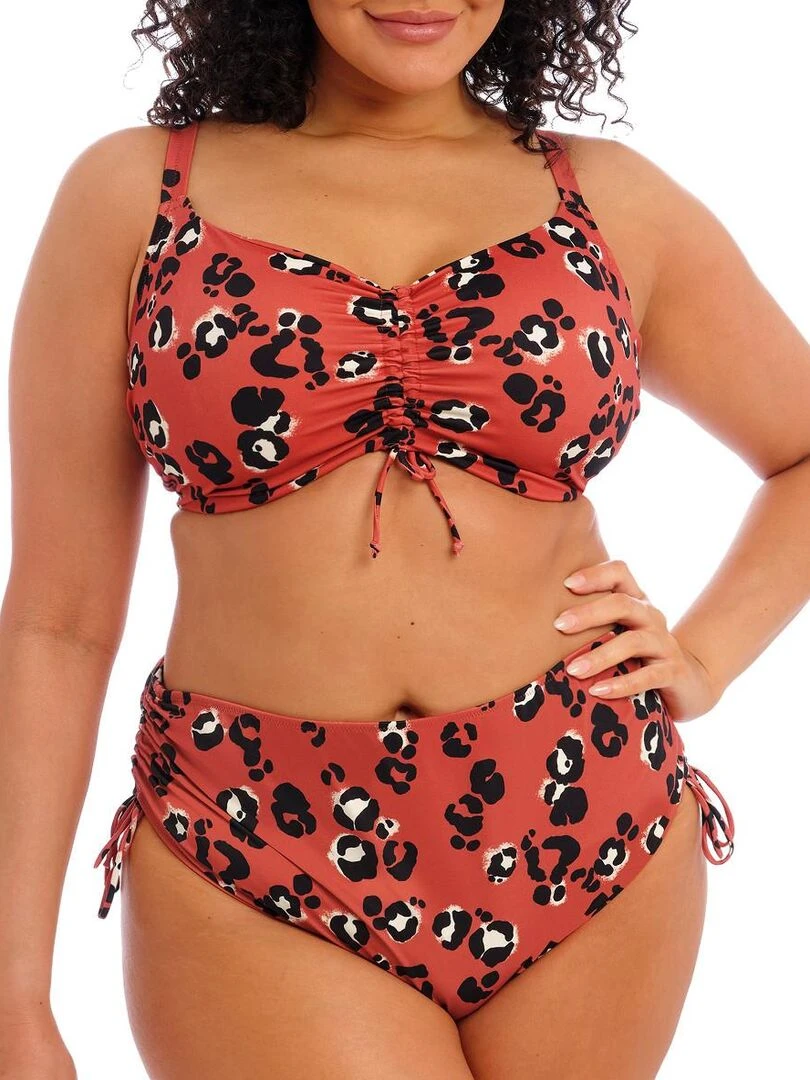 Bas de maillot léopard culotte ajustable Kotiya   Marron