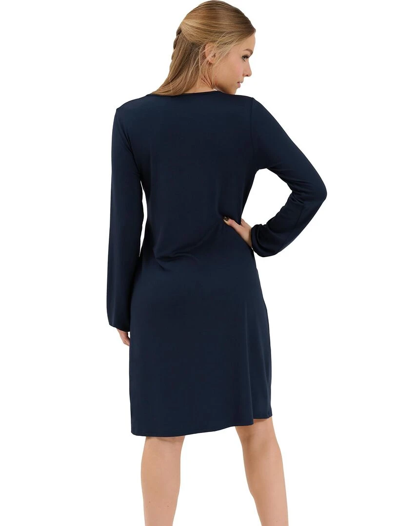 Chemise de nuit manches longues Mirabelle Bleu