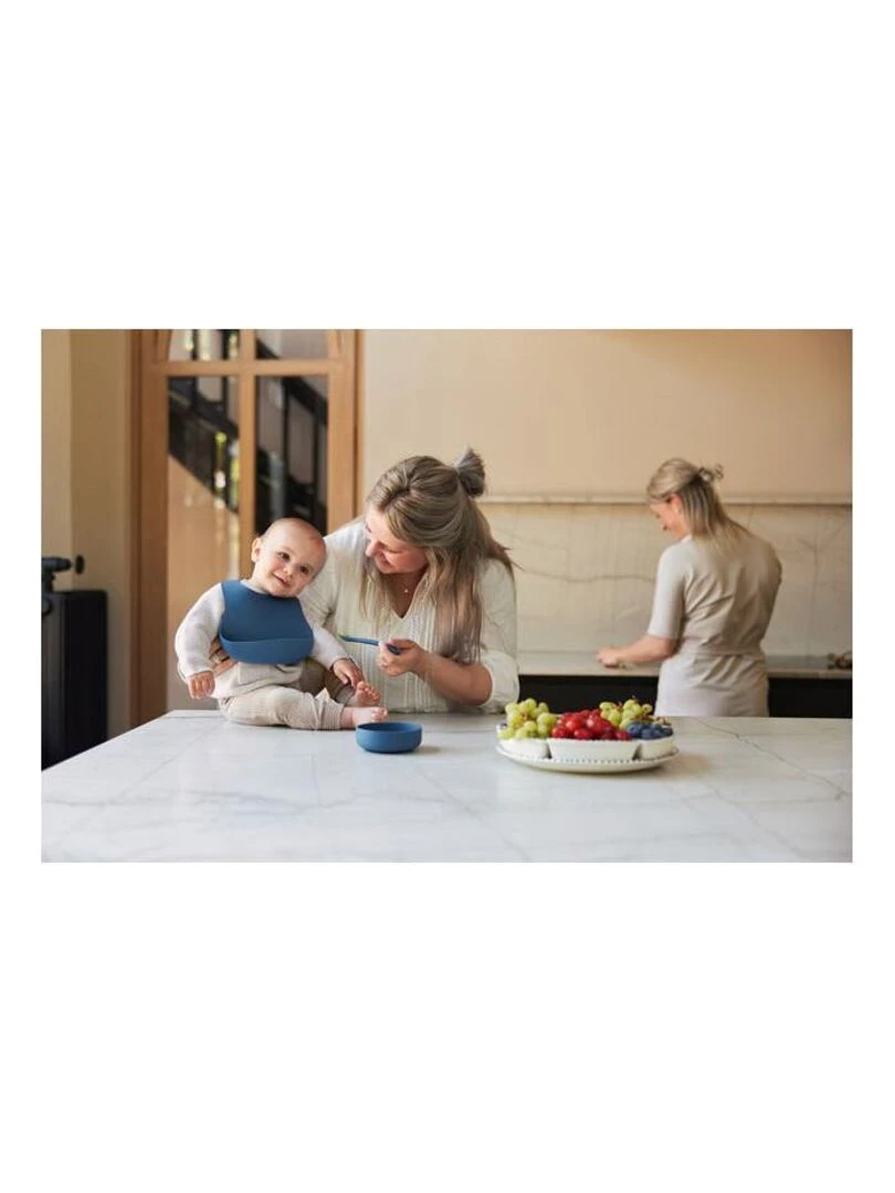 Coffret de table bébé Silicone Jeans Bleu (4pcs)   Jollein   Bleu