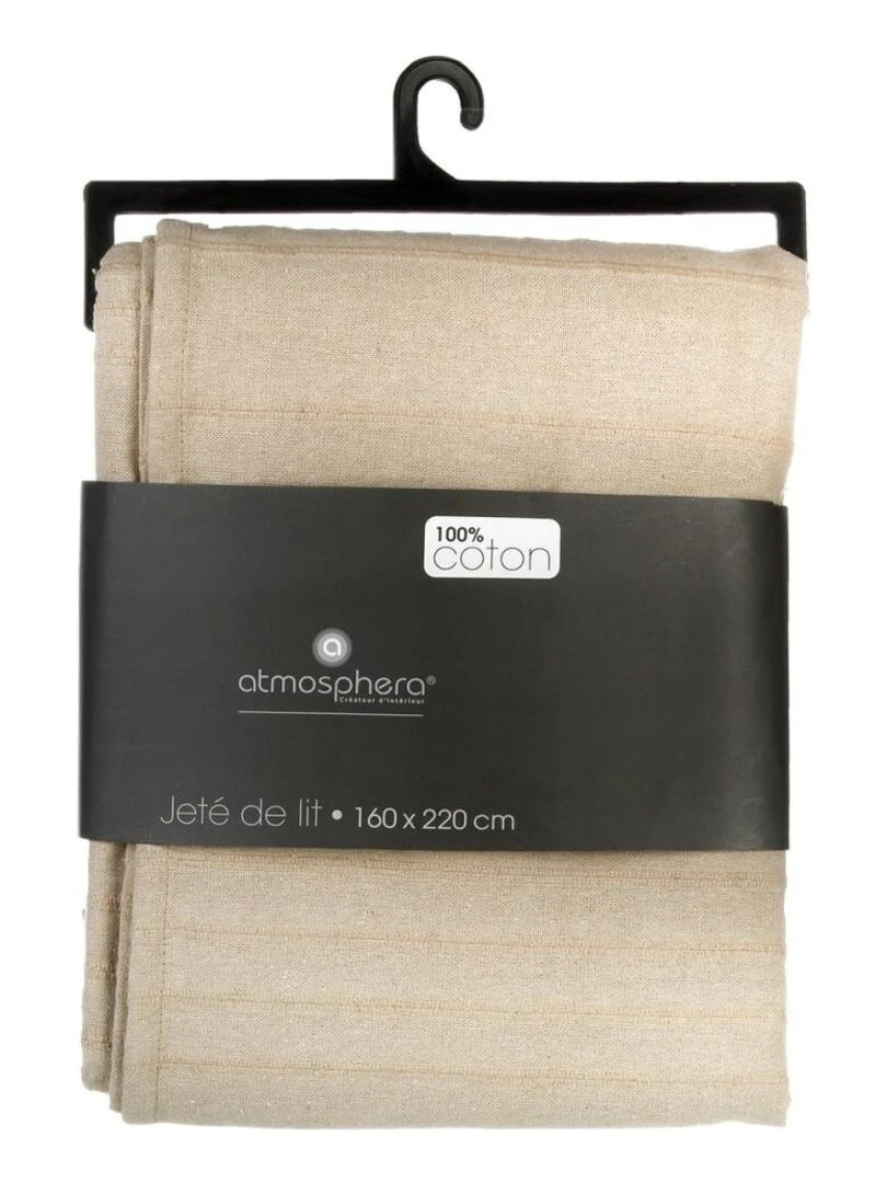 Jeté de lit 160x220 lin coton   Beige