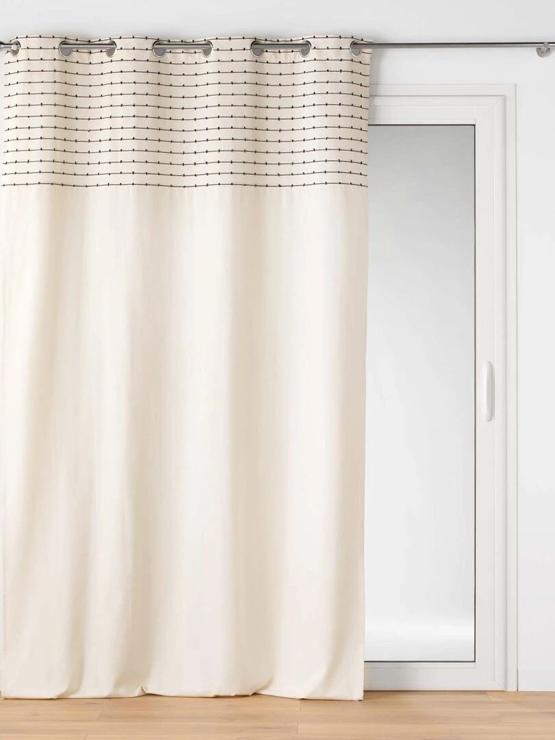Rideau en coton recyclé à top fil coupé Beige