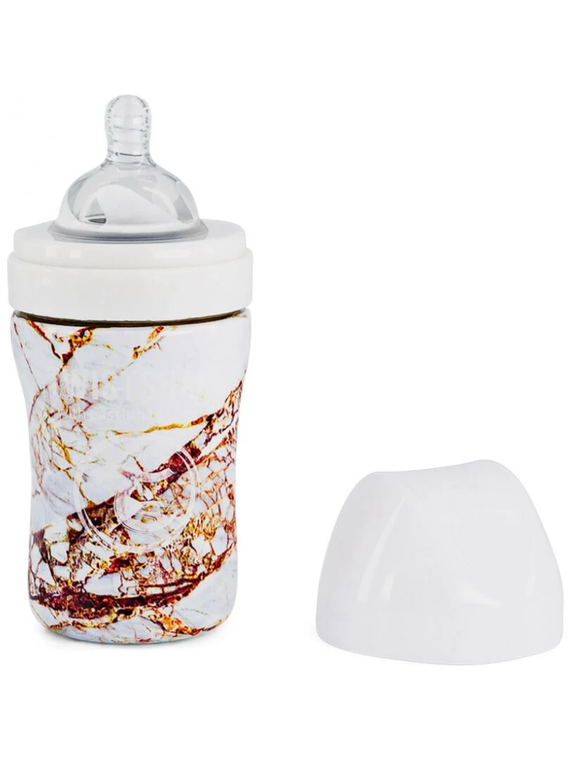 Biberon anti colique en acier inoxydable blanc marbré (260 ml) Rouge