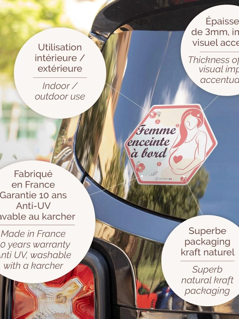 Adhésif / Autocollant bébé à bord   Femme enceinte à bord   Rose