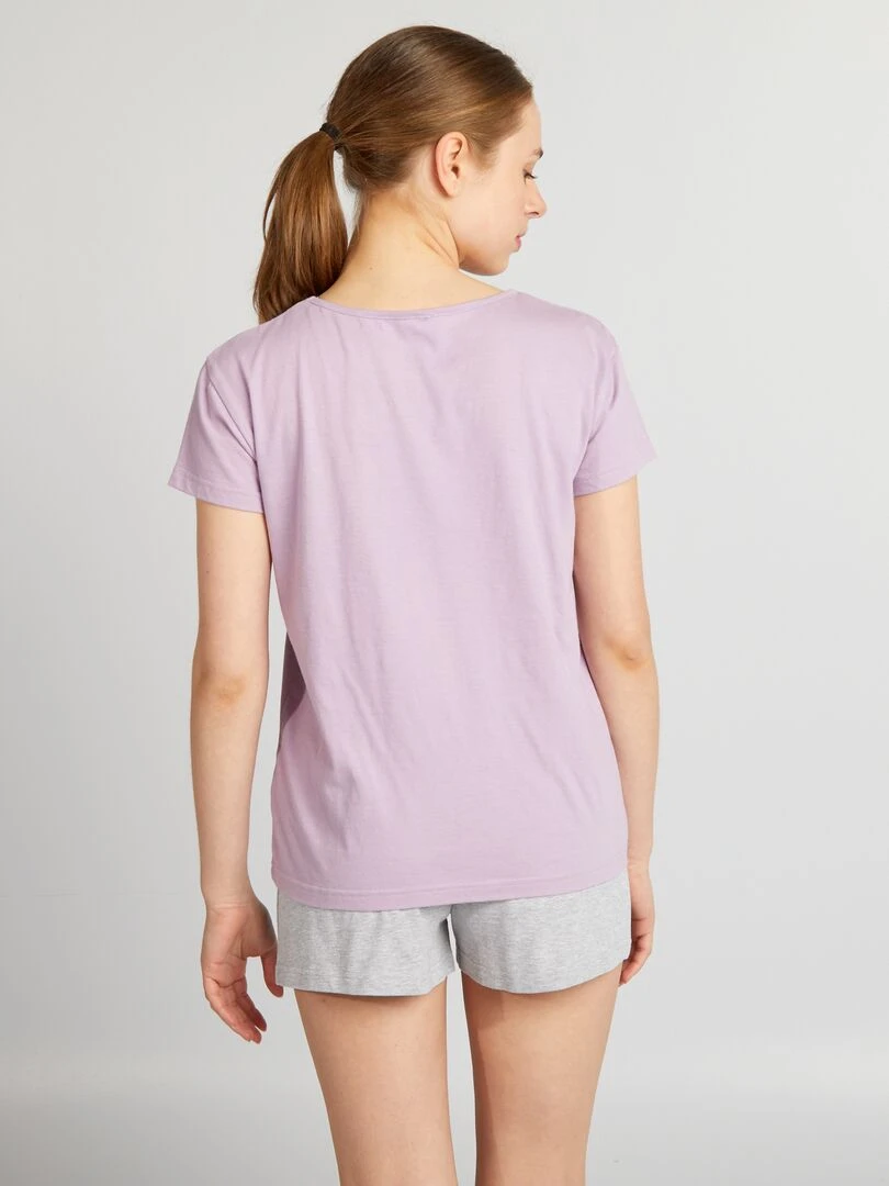Pyjama short imprimé manga 2 pièces violet/gris