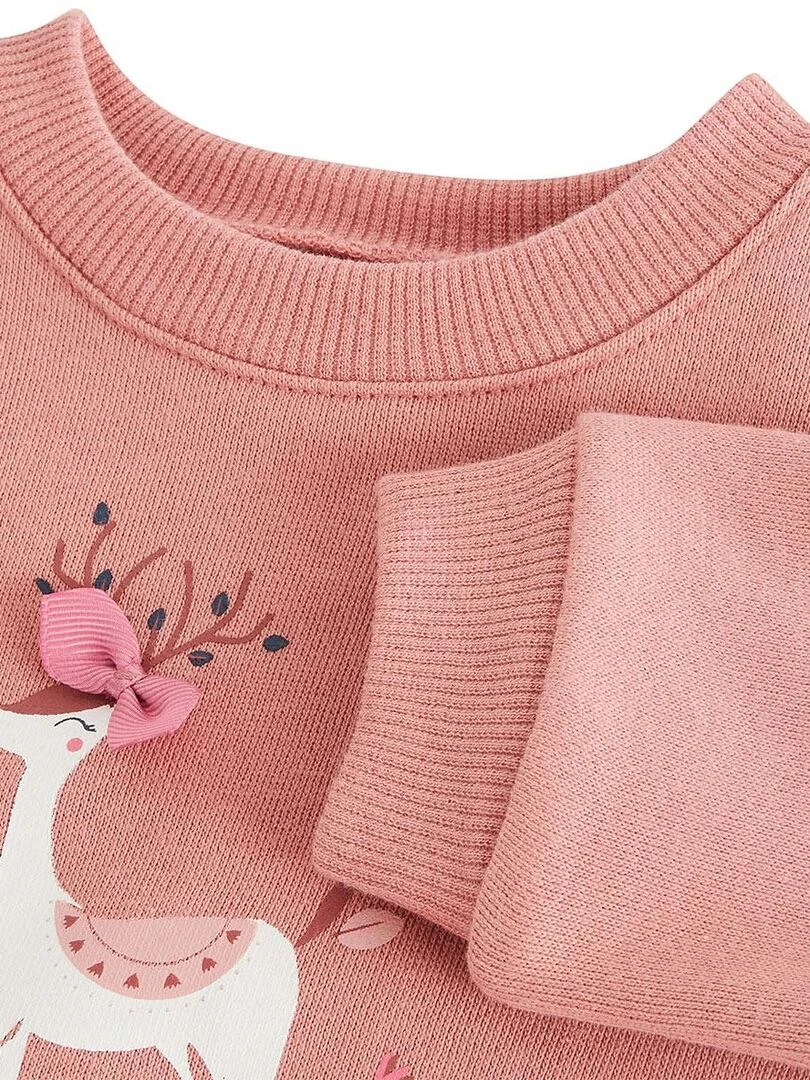 Sweat shirt en molleton bébé fille Nola   Rose