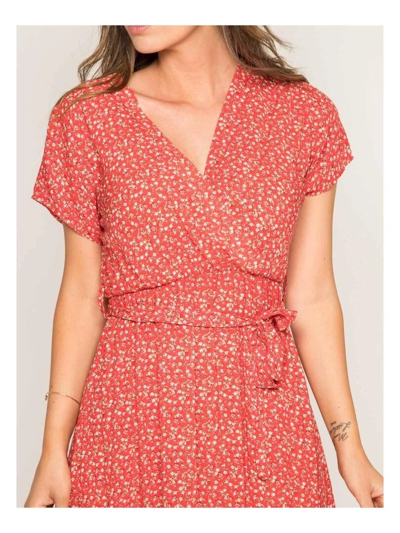 Robe longue imprimée IBERTY   Rouge