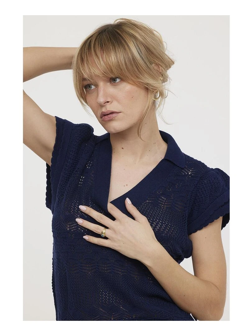 Lee Cooper   Polo manches courtes coton regular BIMIA   Bleu marine