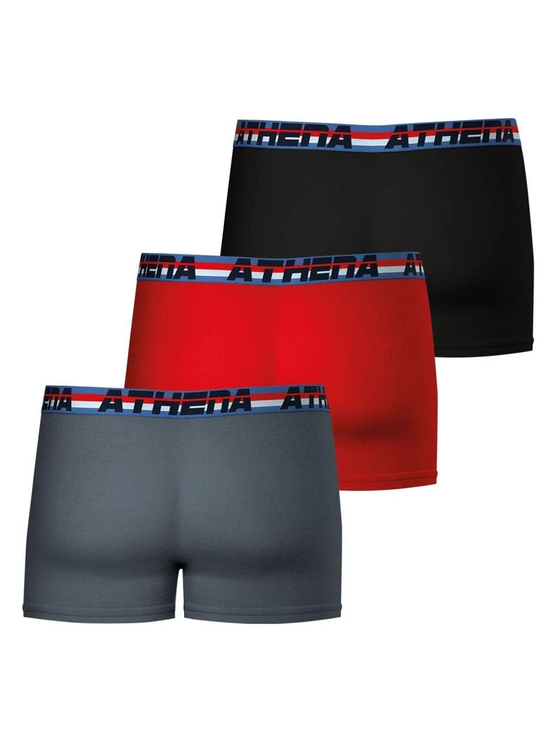 Lot de 3 boxers homme 720 Stretch Coton   Gris Rouge Noir