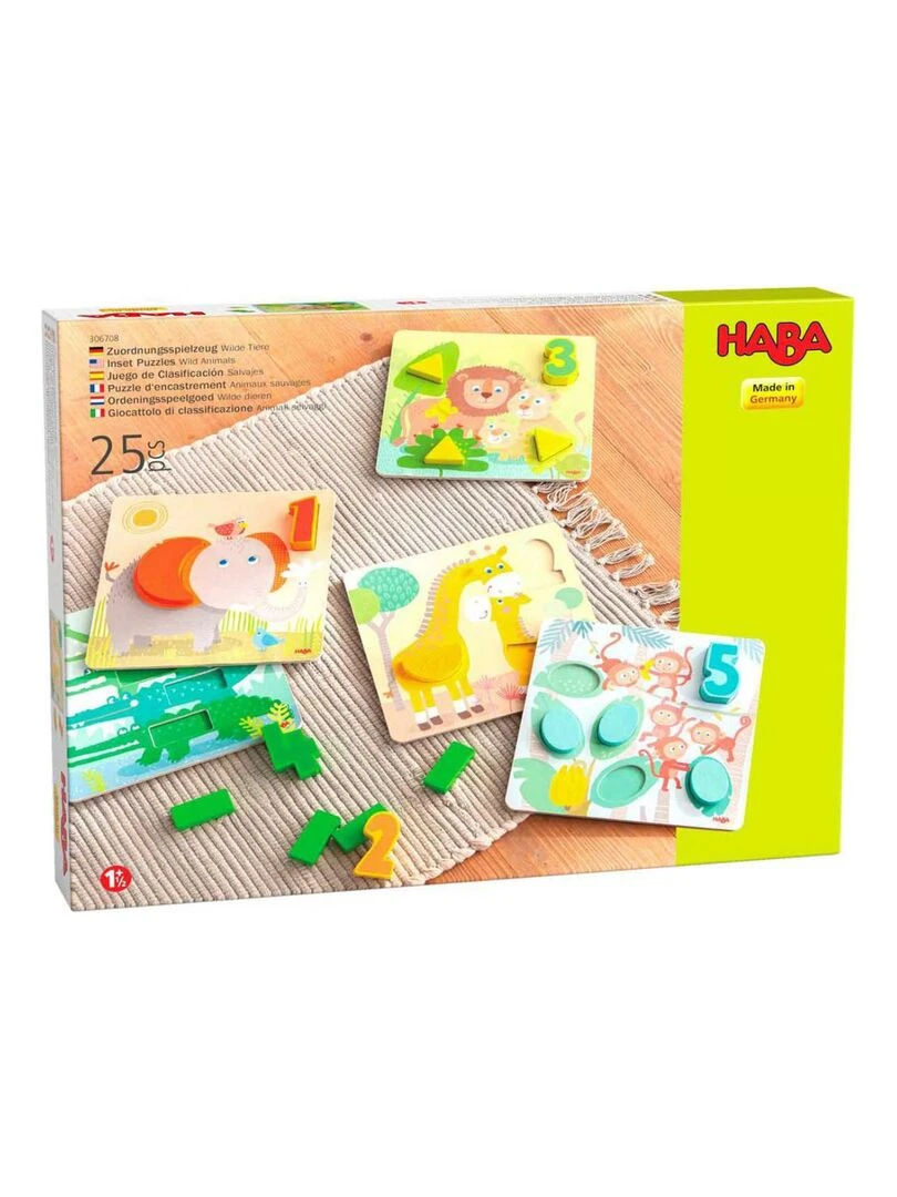 5 Puzzles À Encastrer Chiffres Animaux Sauvages N/A