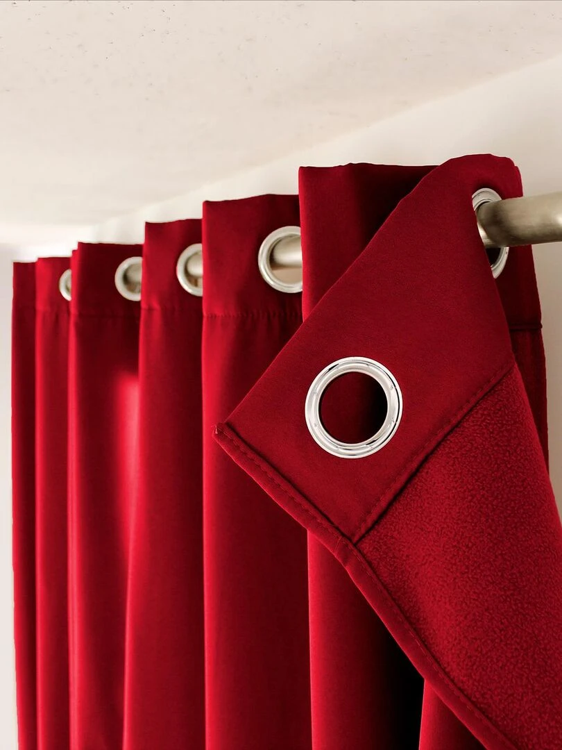 Rideau thermique en microfibre doublée   Rouge