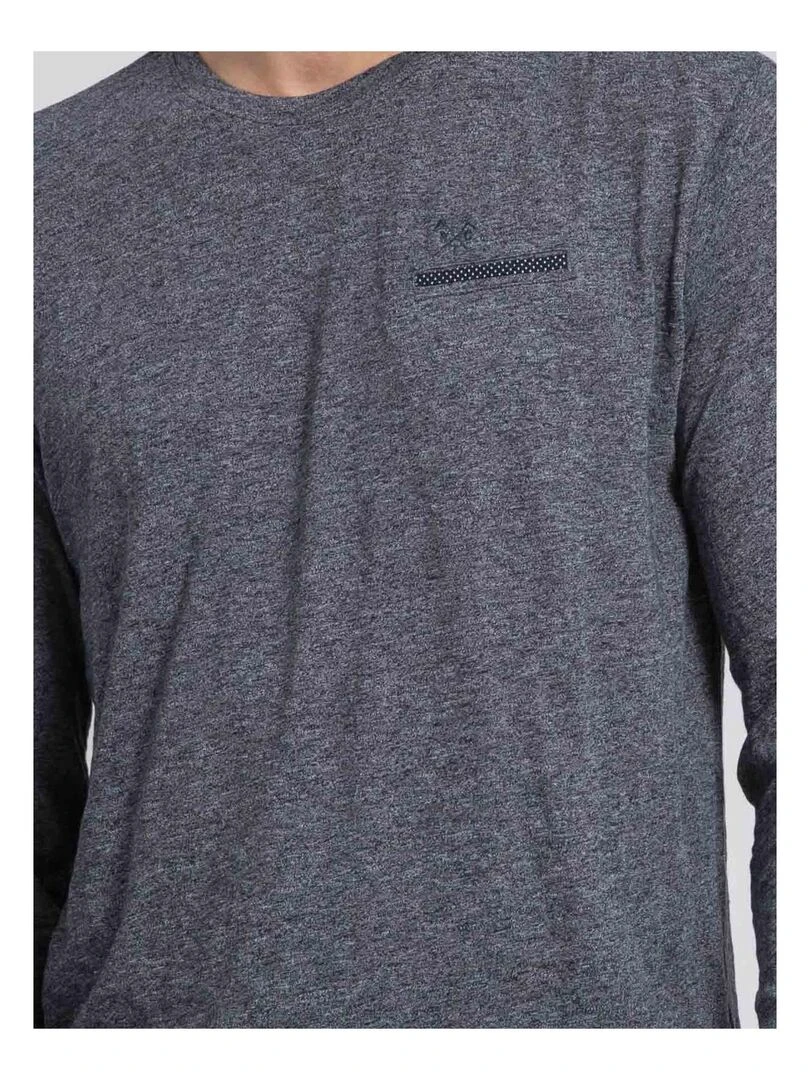 T shirt manches longues col rond pur coton JABERTOLO   Bleu marine