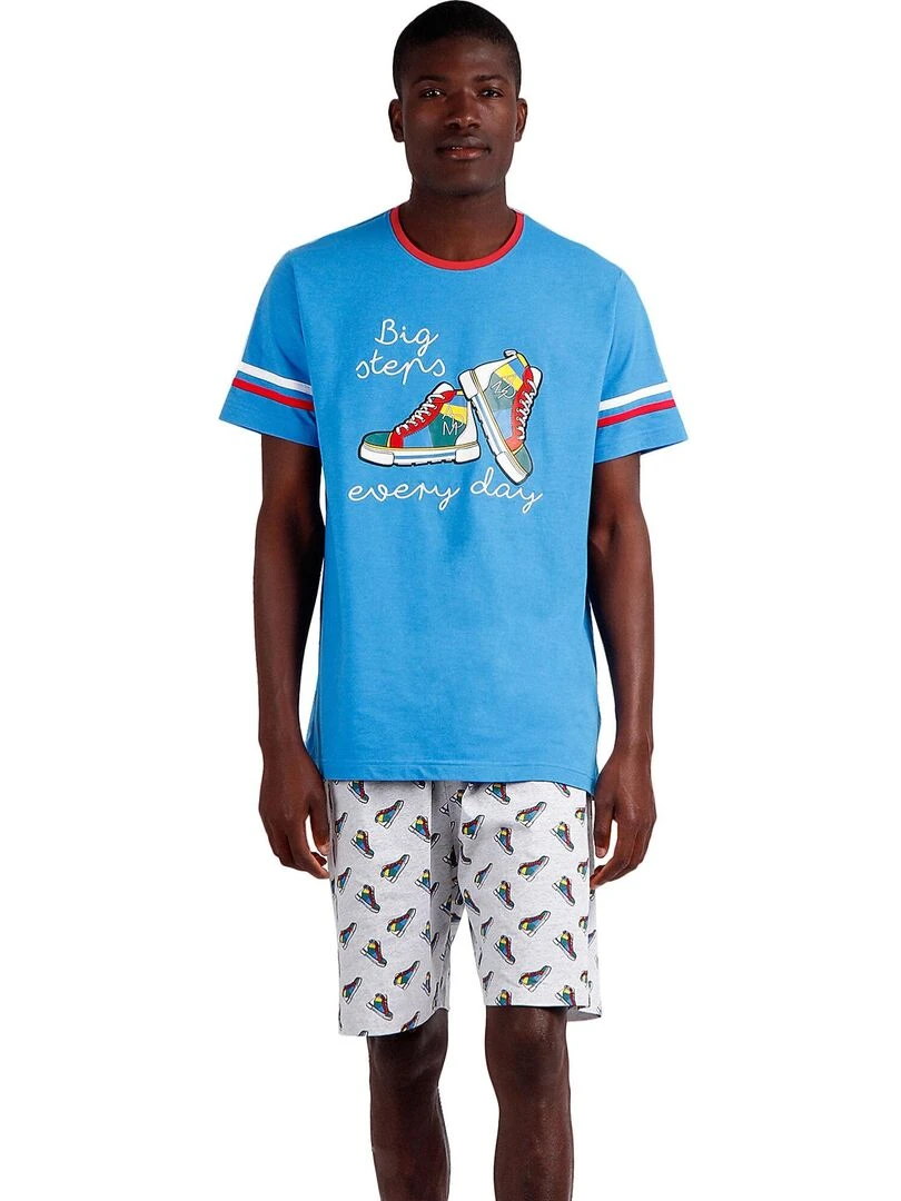 Pyjama short t shirt Big Steps Bleu