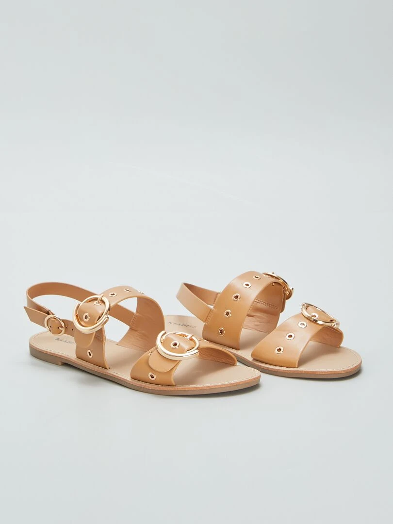 Sandales à brides cloutées Camel