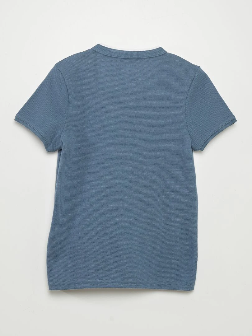 Polo en maille piquée col mao   Bleu