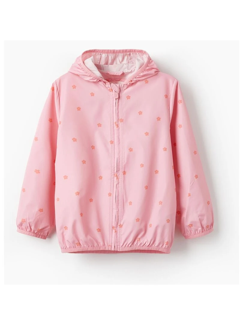 Manteau Coupe Vent avec Capuche pour Fille 'Floral' THE WAVE TRIBE Rose clair