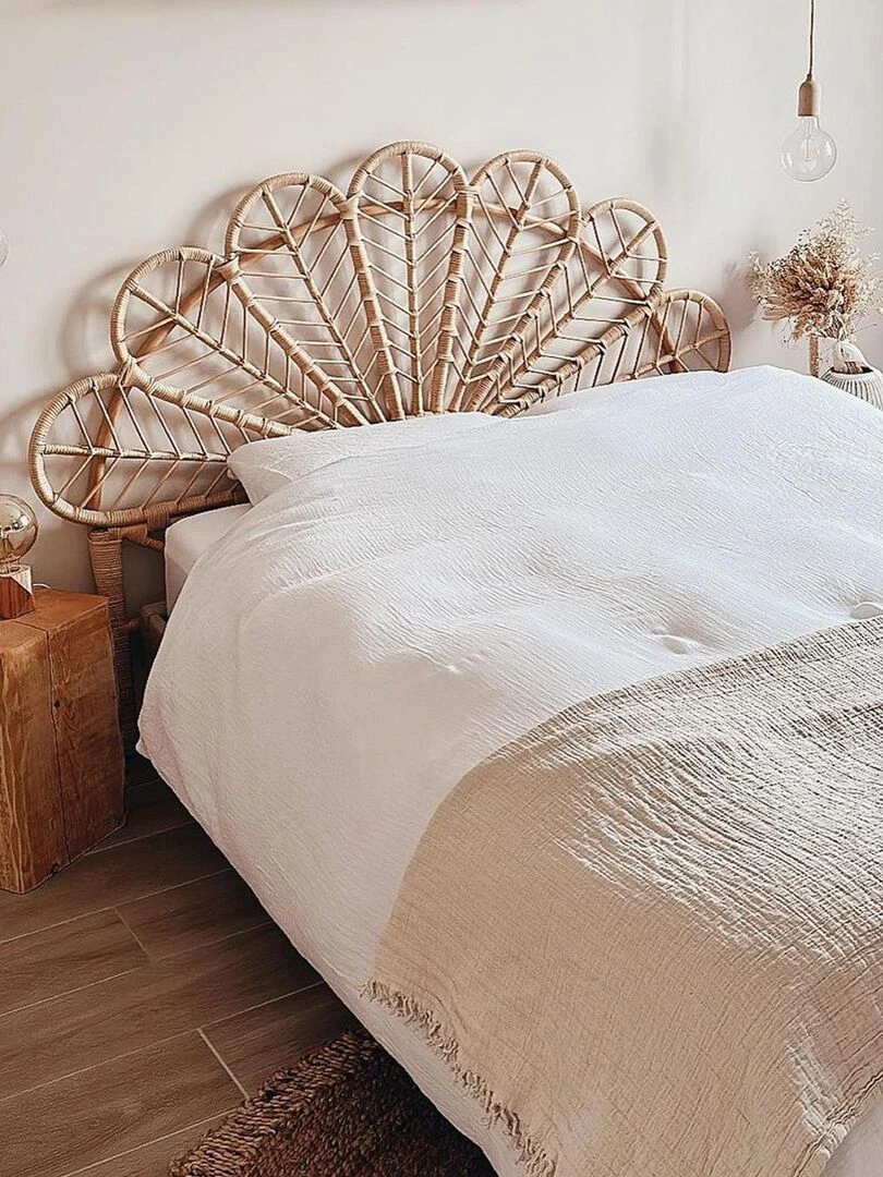Plaid gaze de coton matelassé Gris foncé