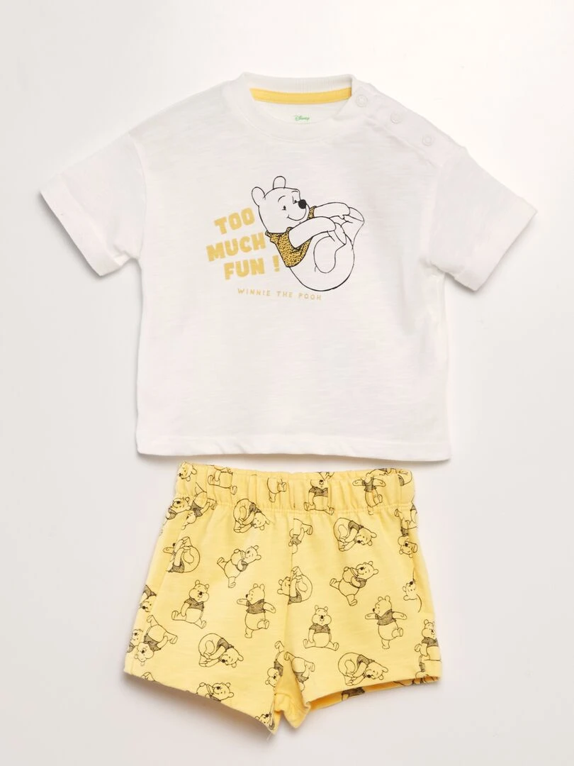 Ensemble t shirt + short 'Disney' 2 pièces Blanc/jaune
