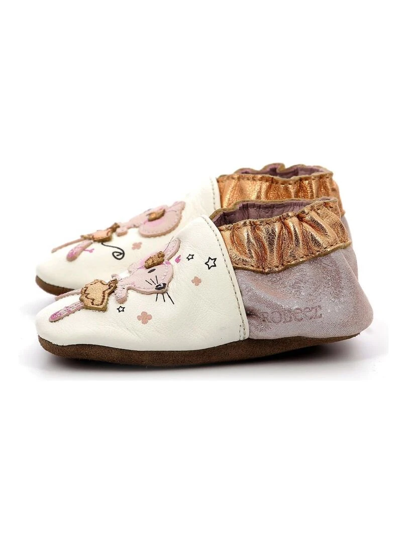 Coffret Chausson Cuir Bebe Robeez Dancing Mouse   Blanc