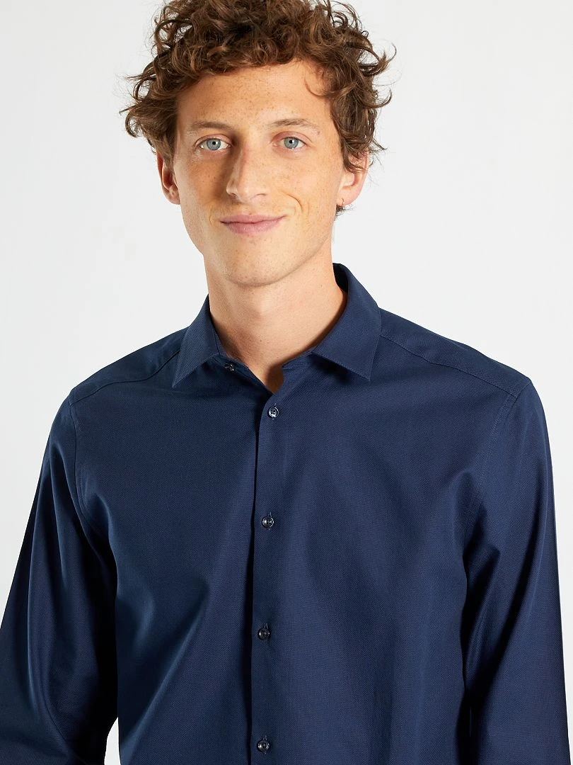 Chemise droite unie   bleu noir