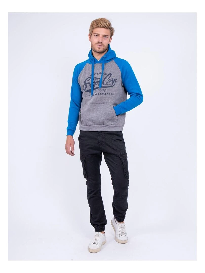 Sweat capuche WANDERLUST   Bleu roi