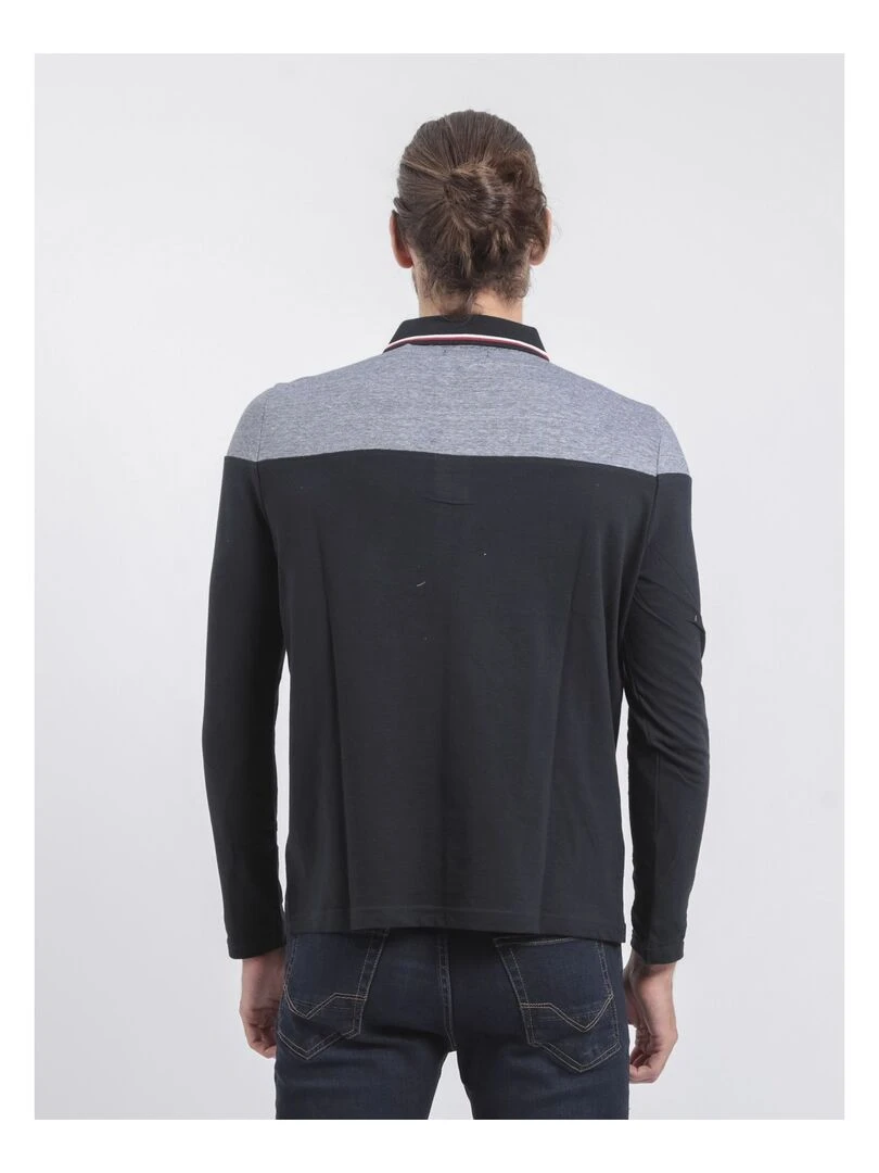 Polo manches longues pur coton POGAME Bleu marine