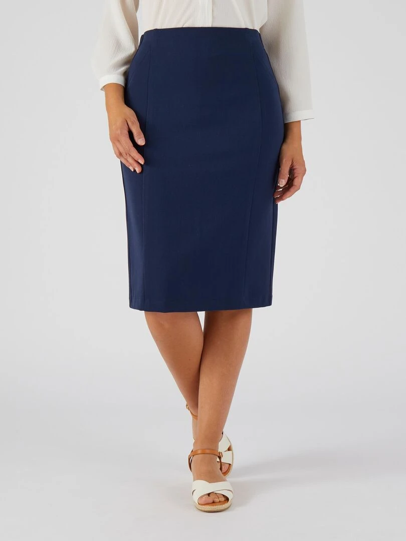Jupe droite stretch Damart Bleu marine
