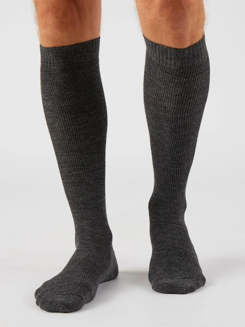 Lot de 2 paires de mi bas Thermolactyl et laine Damart Gris