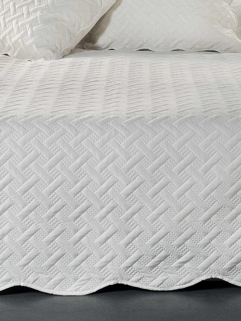 Couverture molletonné surpiquage graphique   Blanc cassé