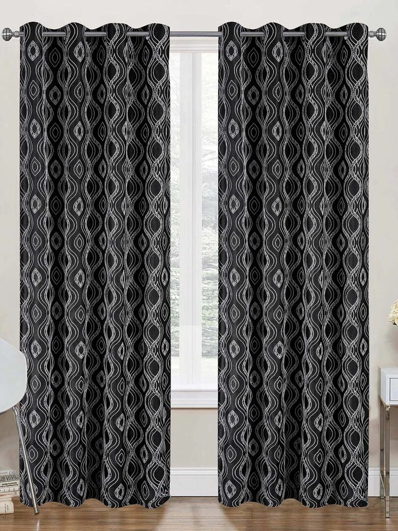 Paire de rideaux obscurcissant à motifs Noir