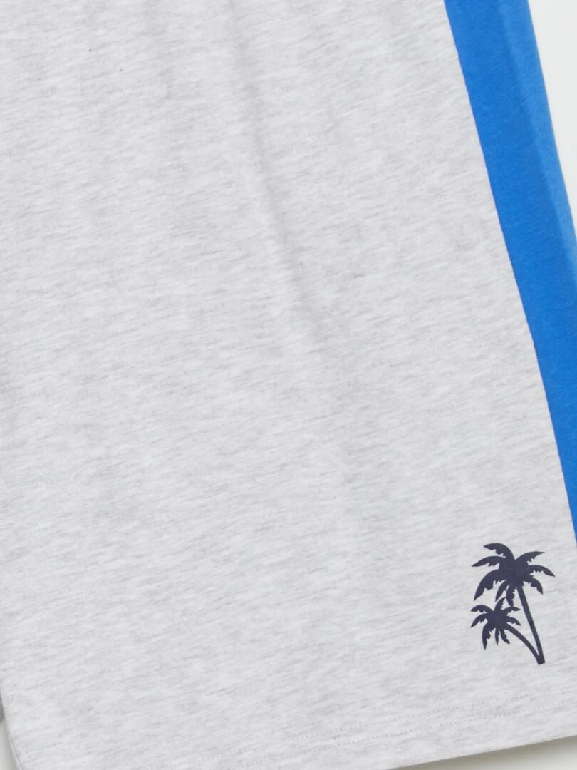 Ensemble pyjama court short + t shirt   2 pièces   Bleu