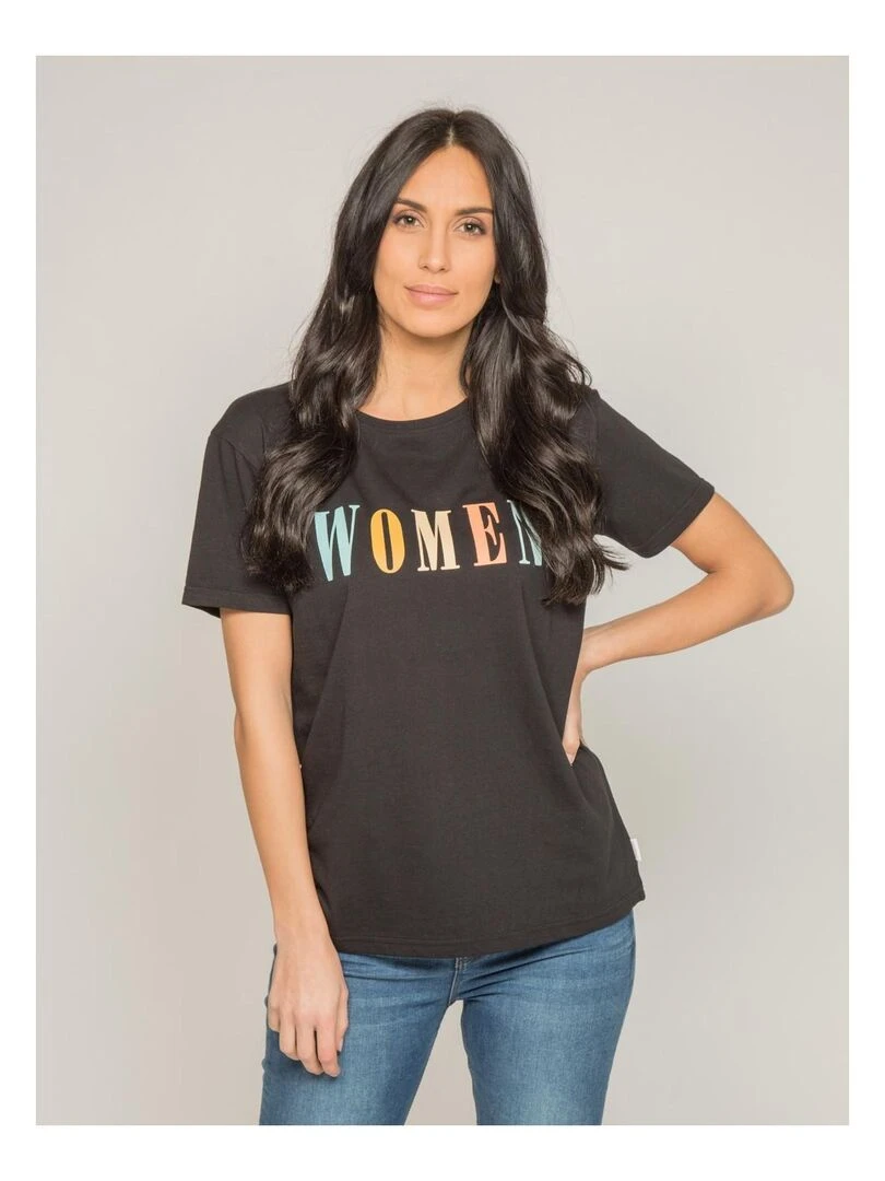 T shirt col rond message FRECHOU Noir